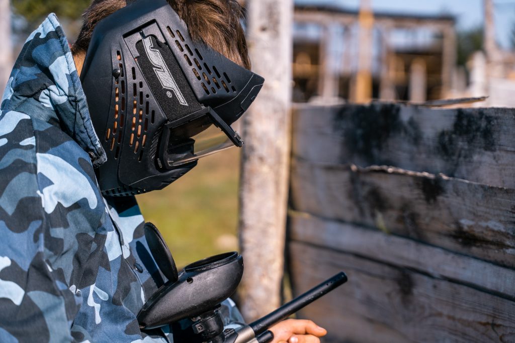 paintball ljubljana player on an outdoor field